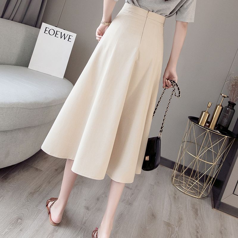 New summer style high-waisted pleated skirt, A-line skirt, half-length skirt