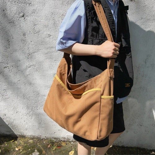 New Simple Commuting Canvas Bag Large Capacity Shoulder Bag Women Korean Style Casual Versatile Crossbody Bag