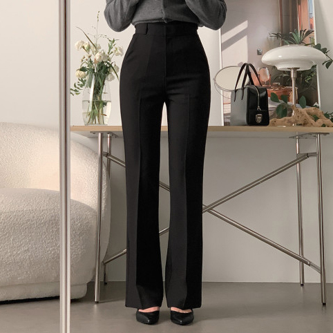 Korean chic autumn and winter style professional light and sophisticated style versatile elastic micro-flared casual suit pants