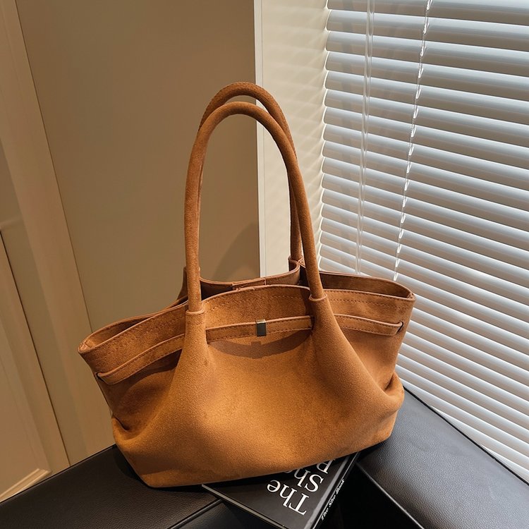 Cross-border large-capacity frosted tote bag 2024 pleated retro Demellier wing bag single shoulder armpit bag
