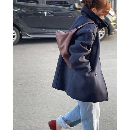 chic korean style double breasted cotton woolen jacket