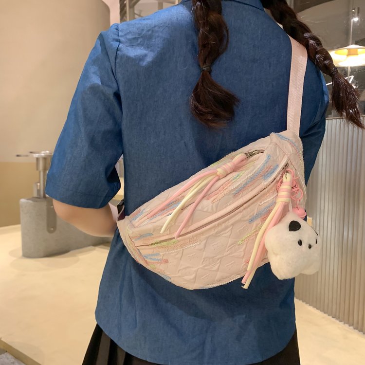 Korean style cute lightweight striped chest bag niche design multifunctional crossbody bag fashion casual shoulder bag