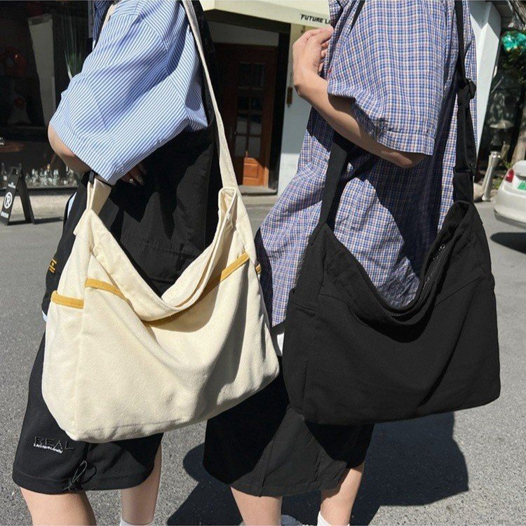 New Simple Commuting Canvas Bag Large Capacity Shoulder Bag Women Korean Style Casual Versatile Crossbody Bag