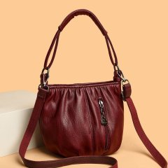 Soft leather cylindrical shoulder bag for women, new style, trendy for mom, simple, fashionable, casual, versatile, cross-body for mother-in-law