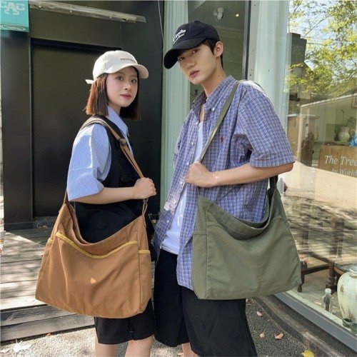 New Simple Commuting Canvas Bag Large Capacity Shoulder Bag Women Korean Style Casual Versatile Crossbody Bag