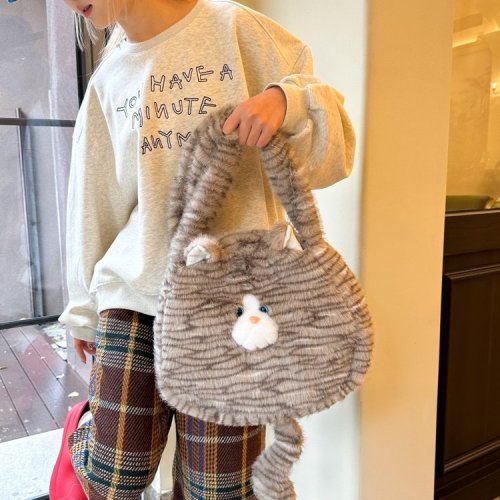 Cute plush cat crossbody bag new style female ins style girl soft and cute furry large capacity shoulder bag