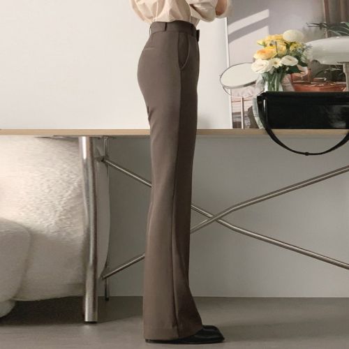 Korean chic autumn and winter style professional light and sophisticated style versatile elastic micro-flared casual suit pants