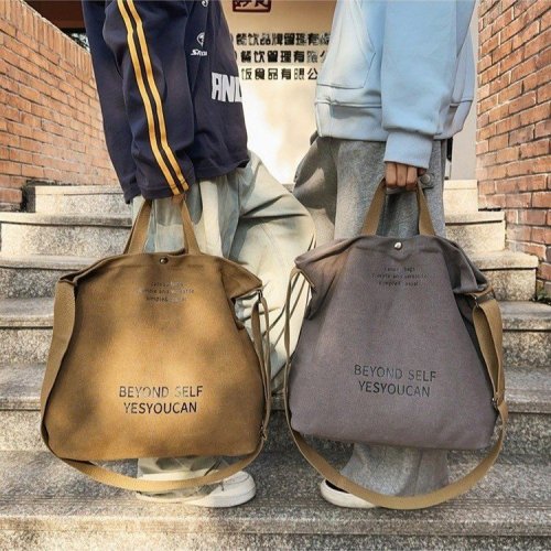 Large-capacity crossbody bag men's bag retro casual shoulder bag college student class bag portable canvas shoulder bag women