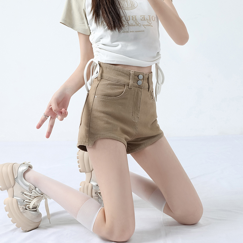 Summer Douyin Hot Sale New High Waisted Slimming Elastic Tight Hot Pants Hot Pants Covering Buttocks Shorts