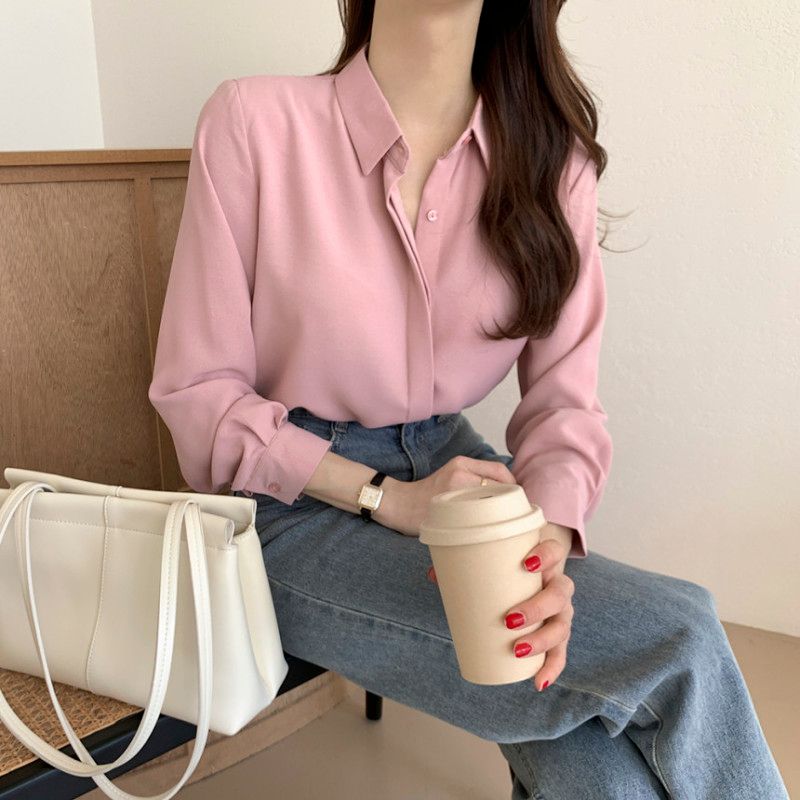 Korean chic niche temperament versatile business long-sleeved shirt