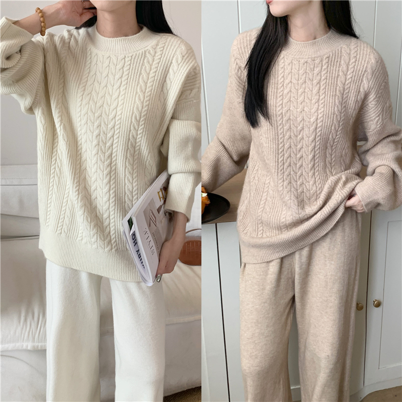 Temperament Pullover Sweater Suit Knitted Sweater Casual Pants Two-piece Set