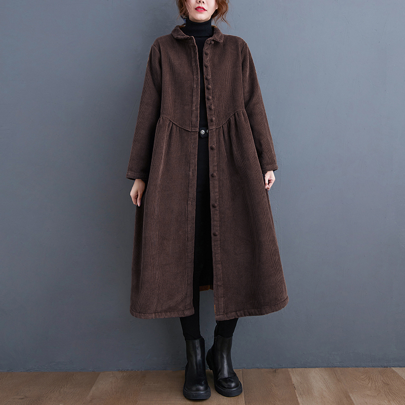 Autumn and winter velvet long-sleeved retro literary loose corduroy casual jacket for women