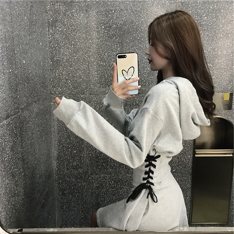 French girl retro temperament spring bottoming skirt French niche Yamamoto style sweatshirt dress