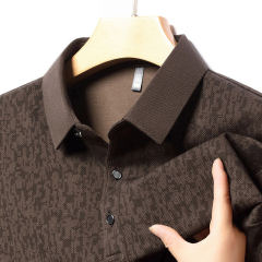 New POLO shirt men's long-sleeved lapel access control color-blocked T-shirt business casual stretch versatile top