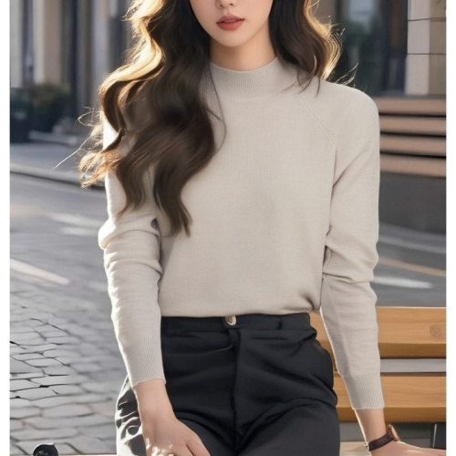 Half turtleneck layered knitted bottoming shirt for women, high-quality top with warm long-sleeved sweater underneath