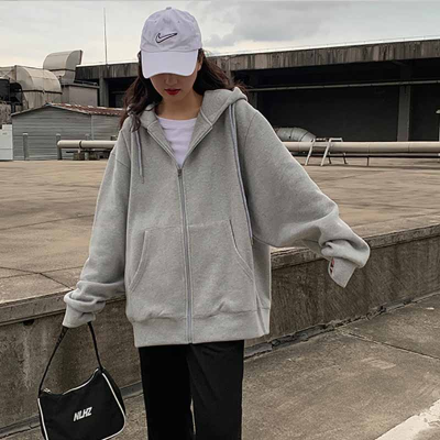 Cotton fish scale super hot sweatshirt women's hooded thin coat Korean style trendy cardigan top jacket