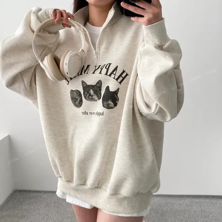 Fish scale American top hooded autumn and winter Korean style POLO zipper sweatshirt ins new loose jacket