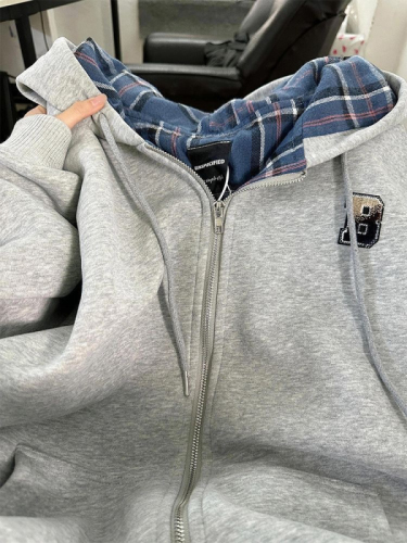 Women's autumn and winter loose hooded cardigan zipper sweatshirt jacket