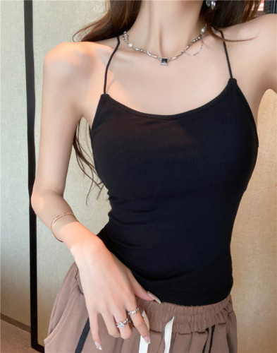 Actual photos and real prices~Beautiful back camisole green inner wear for hot girls to wear outside straps backless sleeveless top for women