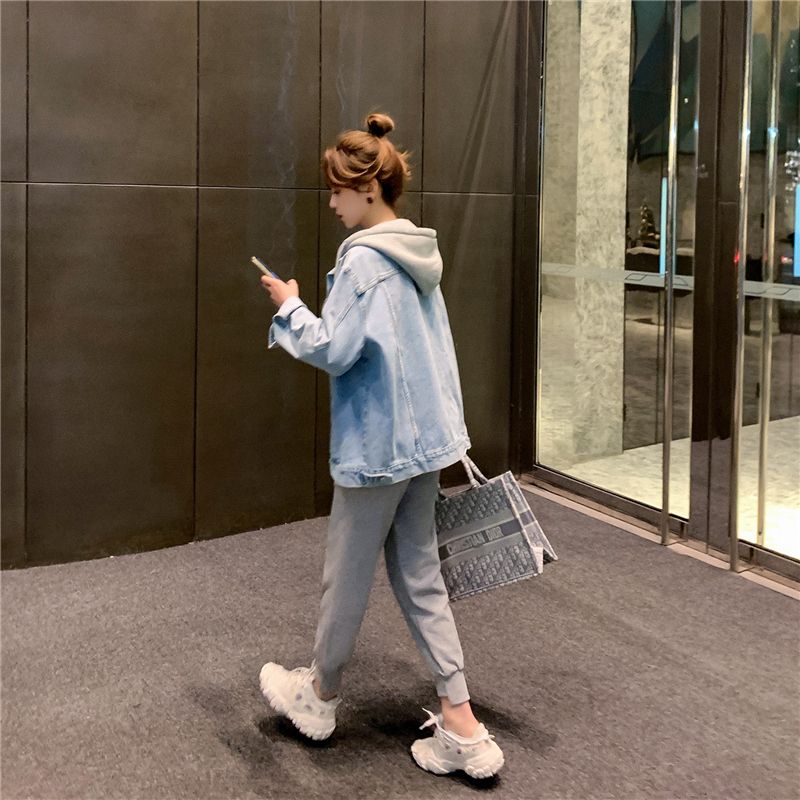 XIAOGULI Lapel Hooded Denim Jacket New Women's Korean Style Versatile Loose Casual Fashion Top