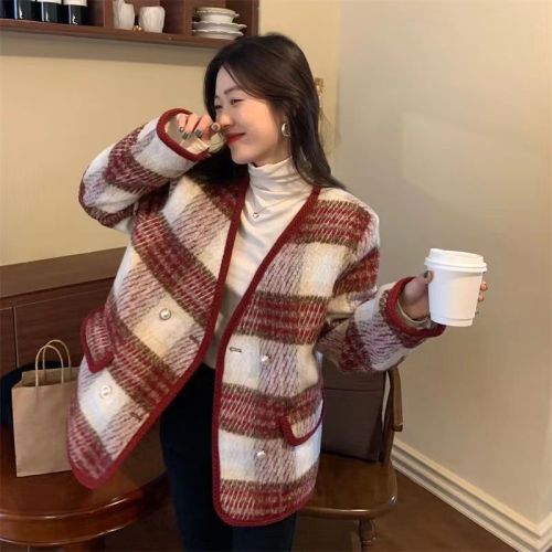 Large size high-end Xiaoxiang style women's tops fat mm woolen jacket
