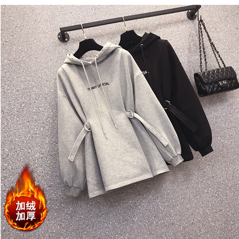 Autumn plus size women's fashionable age-reducing velvet thickened tops waist slimming sweatshirt