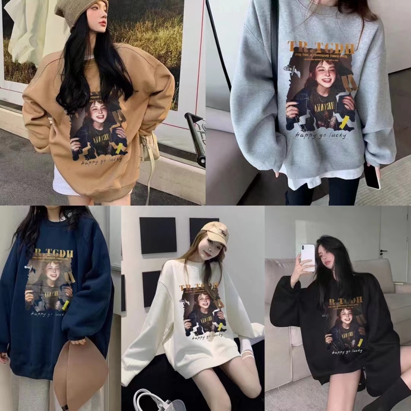Autumn new sweatshirt for women, versatile Korean style loose large round neck lazy European and American letter top ins trendy wear