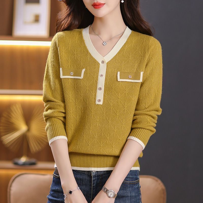 Xiaoxiangfeng foreign style sweater knitted sweater plus size women's autumn loose and slim new long-sleeved top knitted bottoming shirt