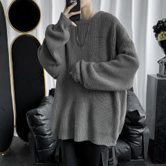 Hong Kong style sweater for men in autumn and winter, loose and lazy style couple wear, bottoming sweater, Korean style trendy