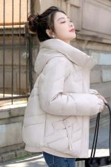 Winter stand collar down jacket for women, new Korean style rhombus casual windproof solid color short coat