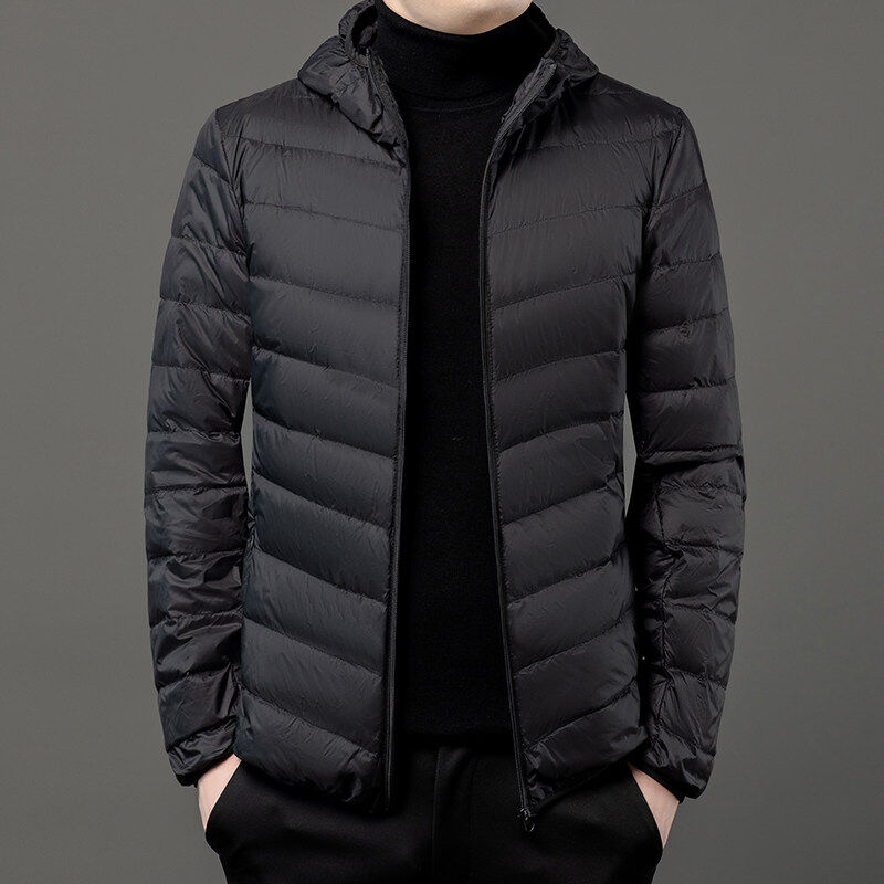 Autumn and winter plus size men's lightweight cotton clothing hooded short style warm simple casual sports thin style simple men's
