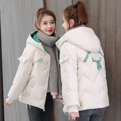 Real shot of short cotton-padded coat, new winter thickened down jacket, Korean style loose college style cotton-padded jacket for women