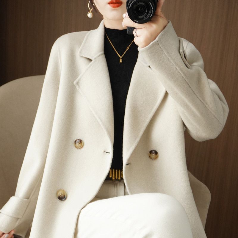 Women's short woolen coat for autumn and winter small people loose outer wear off-season suit collar woolen coat