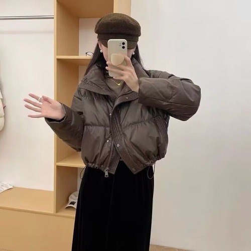 Official picture of no-wash pu down jacket short style down new winter thickened stand-up collar bread little man coat