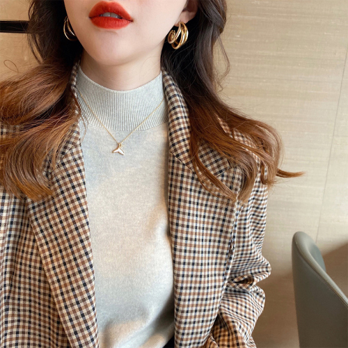 Knitted sweater for women in autumn and winter half turtleneck bottoming shirt with small fragrant style and woolen sweater new spring and autumn top