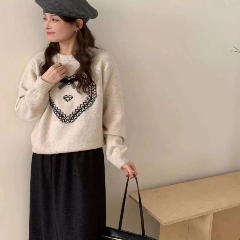 Love bow knitted outer top autumn and winter Zhejiang Puyuan sweater Tongxiang high-end Jiaxing Puyuan woolen sweater