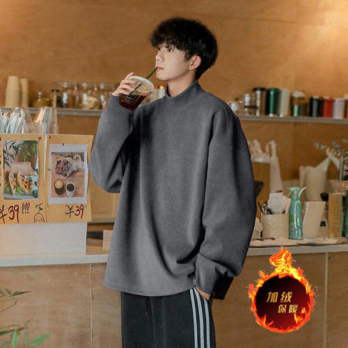 A heavyweight warm winter sweater, German velvet and thickened long-sleeved sweatshirt, half turtleneck, base T-shirt