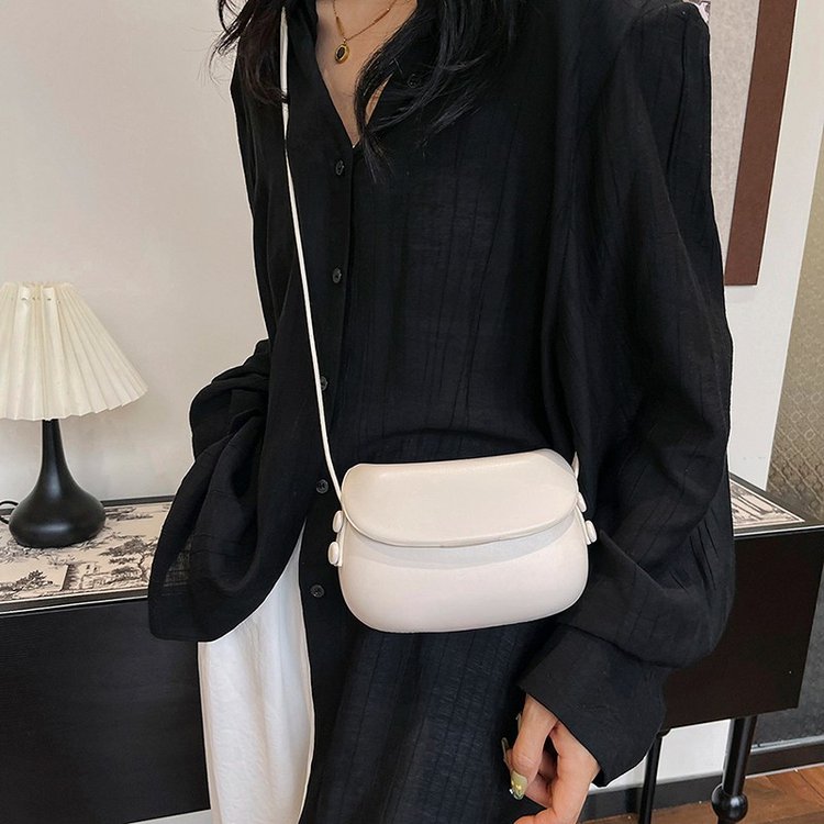 Pressed shell bag solid color ins style convenient and fashionable shoulder crossbody saddle bag for women