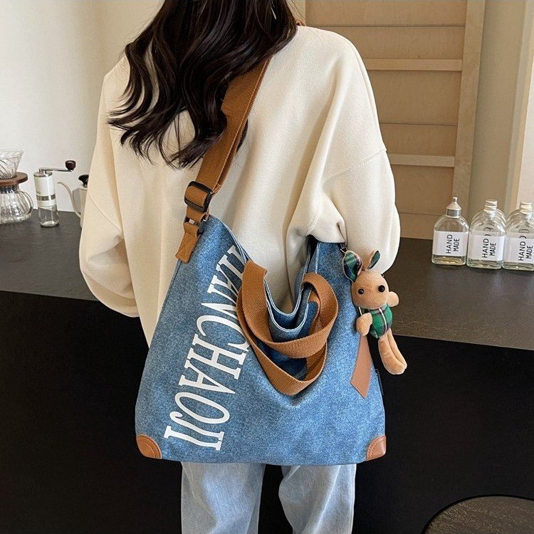 Japanese large-capacity tote bag, college student commuting bag, casual versatile portable shoulder bag, cross-body bag