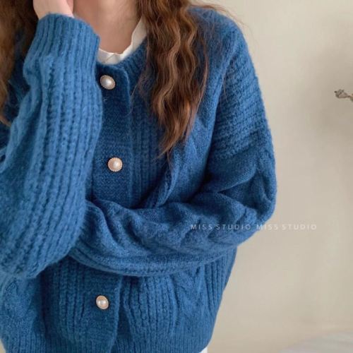 Korean gentle twist sweater women's spring new style loose, lazy, soft and waxy temperament knitted cardigan jacket trendy