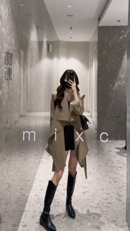 Early autumn catwalk high-end fashion small fragrance pile collar windbreaker jacket