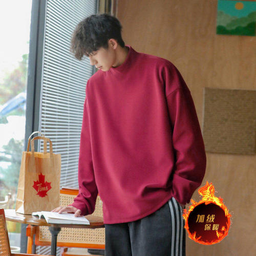 A heavyweight warm winter sweater, German velvet and thickened long-sleeved sweatshirt, half turtleneck, base T-shirt
