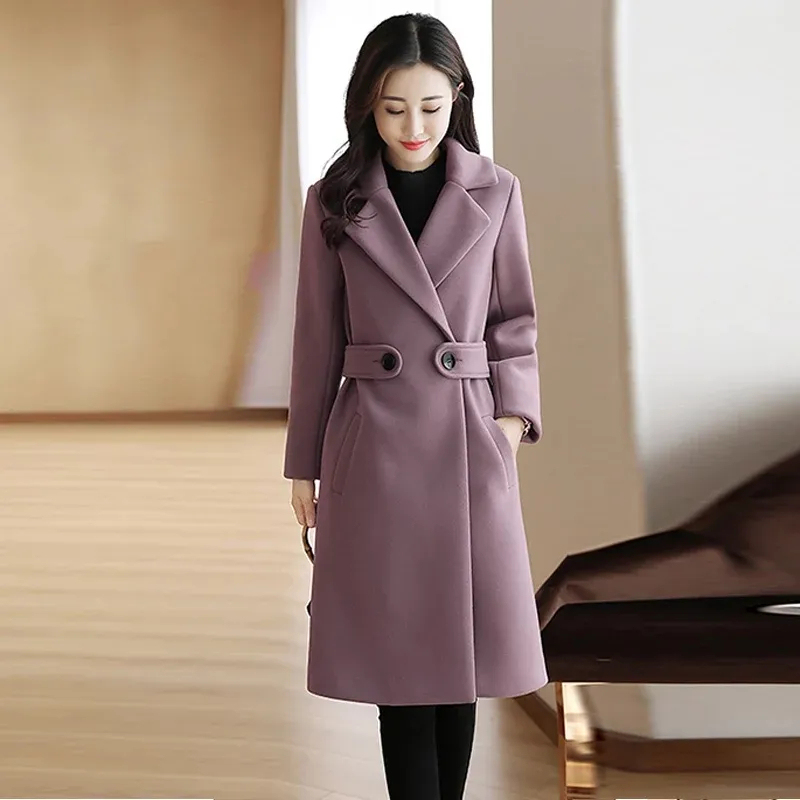 Korean style woolen coat mid-length loose coat new trendy autumn and winter thickened large size women's woolen coat