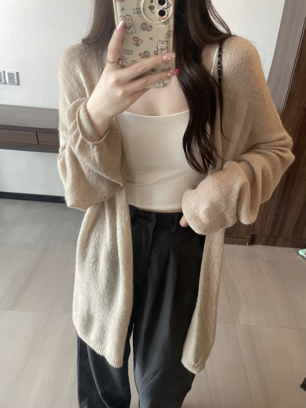 Plus size women's new Korean style lady style knitted long-sleeved outer wear versatile lazy style women's tops