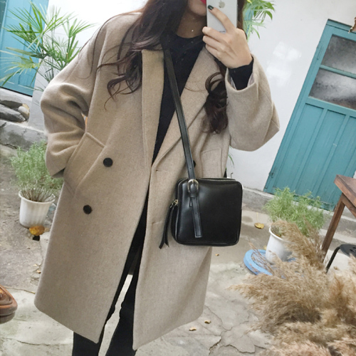 Forest style woolen coat for women autumn and winter cotton thickened Korean style woolen coat student mid-length windbreaker winter