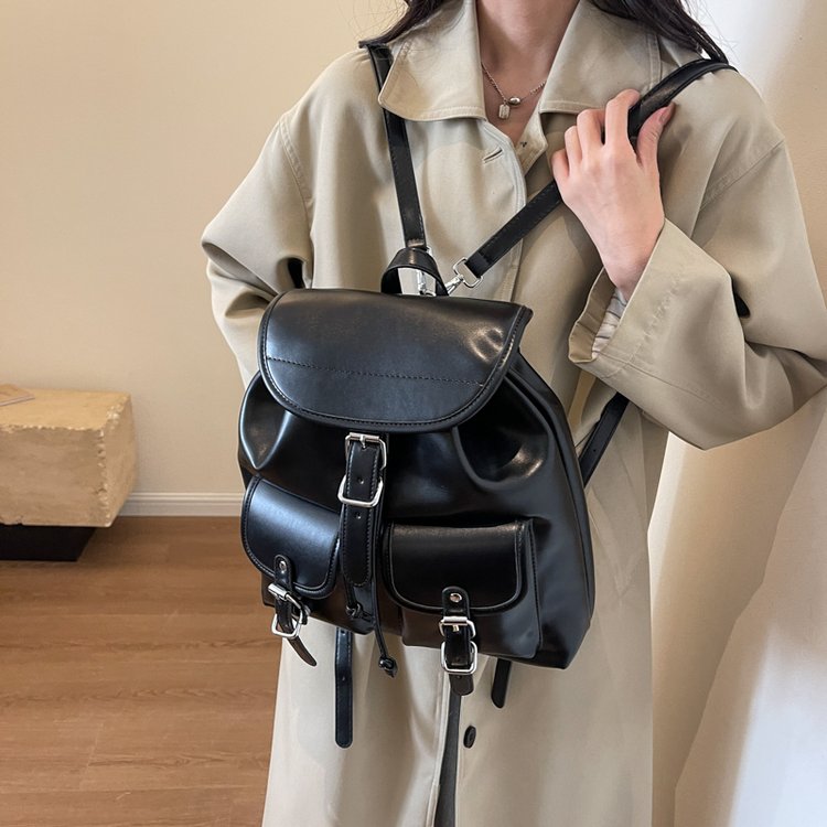 Large-capacity bag winter retro backpack women's portable bucket bag popular outing backpack