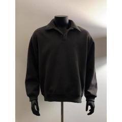 Heavy silhouette sweatshirt, long-sleeved polo shirt with lapel and inner layering shirt