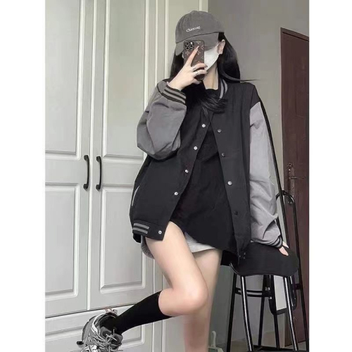 Autumn new college style baseball uniform for women loose street vintage student all-match jacket thin jacket