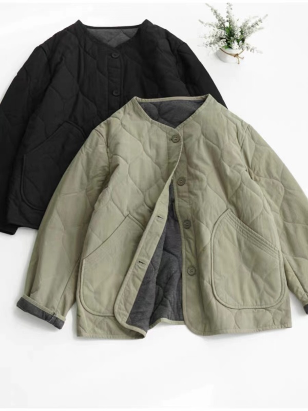 Official picture of literary retro cotton solid color cotton coat winter new thickened warm short cotton jacket women's clothing