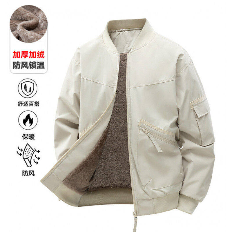 Velvet thickened baseball uniform men's jacket winter casual workwear velvet jacket